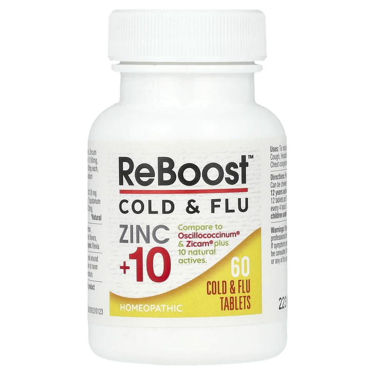 MediNatura, T-Relief, ReBoost, цинк + 10 ингредиентов, таблетки от простуды и гриппа, 60 таблеток