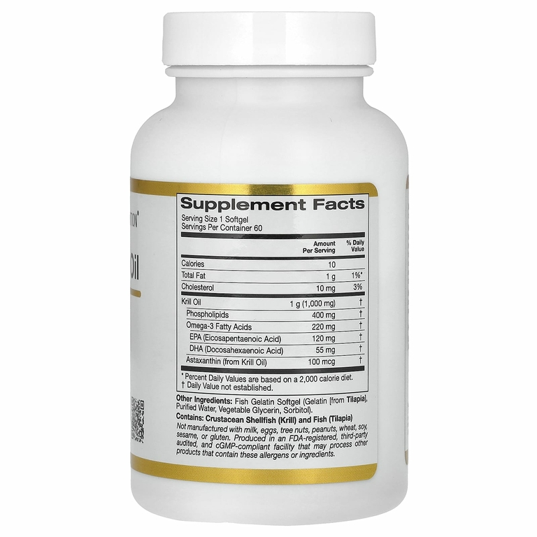 California Gold Nutrition, масло криля премиального качества с Superba2™, 1000 мг, 60 капсул