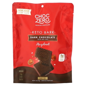ChocZero, черный шоколад с морской солью и фундуком, без сахара, 6 мини-плиток, по 28 г (1 унции)