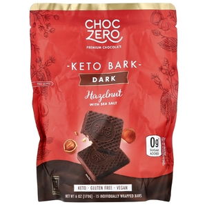 ChocZero, Keto Bark, темный шоколад с морской солью, фундук, 15 плиток в индивидуальной упаковке, 170 г (6 унций) (Товар снят с продажи) 