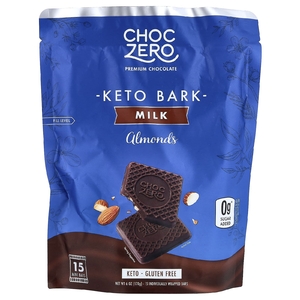 ChocZero, Keto Bark, молочный шоколад с миндалем без добавления сахара, 15 шт., 170 г (6 унций)