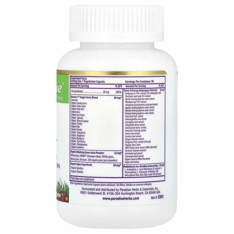 Paradise Herbs, Earth's Blend, цинк, пиколинат, 90 вегетарианских капсул