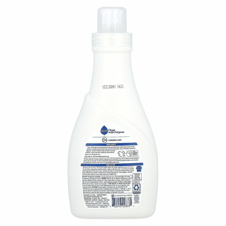 Seventh Generation, Кондиционер для белья, прозрачный и бесплатный, 946 мл (32 жидк. унц.)