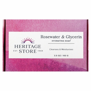 Heritage Store, розовая вода и глицерин, увлажняющее кусковое мыло, 100 г (3,5 унции) (Товар снят с продажи) 