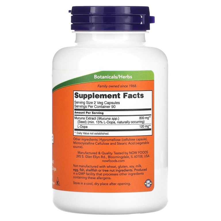 NOW Foods, Dopa Mucuna, 180 растительных капсул