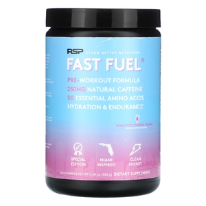 RSP Nutrition, Fast Fuel, предтренировочная формула, кокосовая колада Miami Vice, 330 г (11,64 унции) (Товар снят с продажи) 
