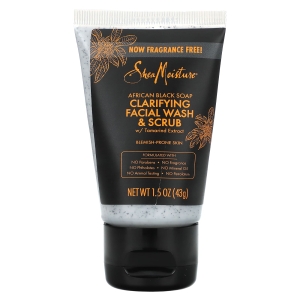 SheaMoisture, африканское черное мыло, очищающий гель для душа и скраб для лица, без отдушек, 43 г (1,5 унции) (Товар снят с продажи) 