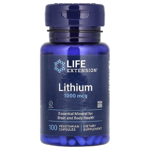Life Extension, литий, 1000 мкг, 100 вегетарианских капсул