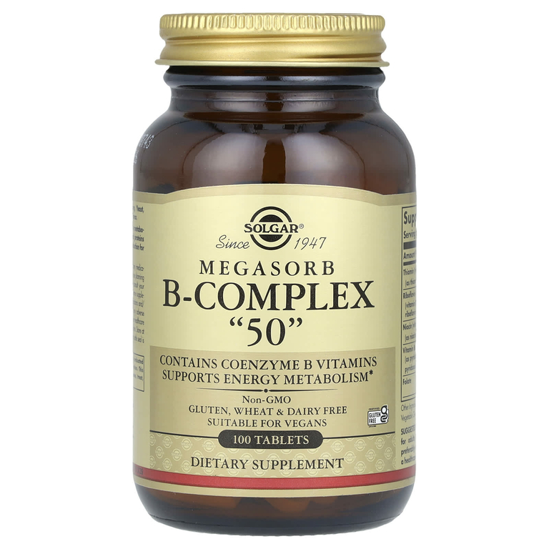 Solgar, Megasorb B-Complex «50», 100 таблеток