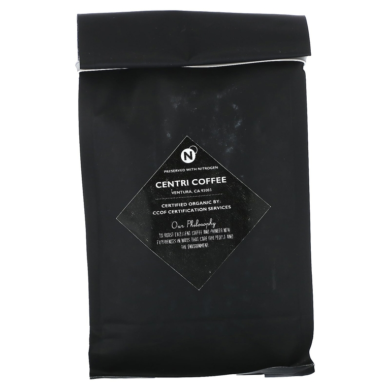 Centri Coffee, Centri Coffee, органический черный, шоколад и фруктовый джем, цельные зерна, вкус эспрессо, 340 г (12 унций)