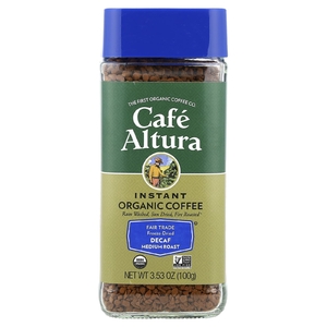 Cafe Altura, растворимый органический кофе, средней обжарки, сублимированный, без кофеина, 100 г (3,53 унции)