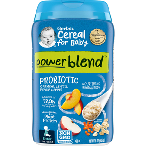 Gerber, Cereal for Baby, Power Blend, 2nd Foods, овсянка с пробиотиками, чечевица, персик и яблоко, 227 г (8 унций)
