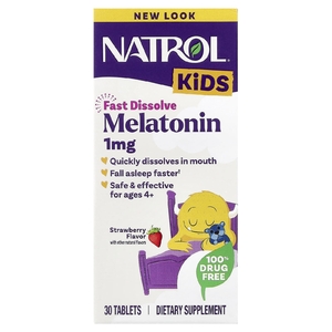 Natrol, мелатонин, для детей от 4 лет, клубника, 30 таблеток
