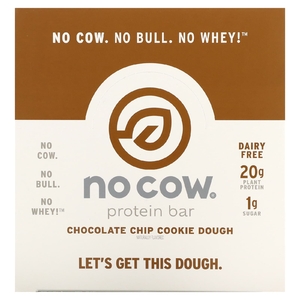 No Cow, Протеиновый батончик, тесто с шоколадной крошкой, 12 батончиков, 60 г (2,12 унции)