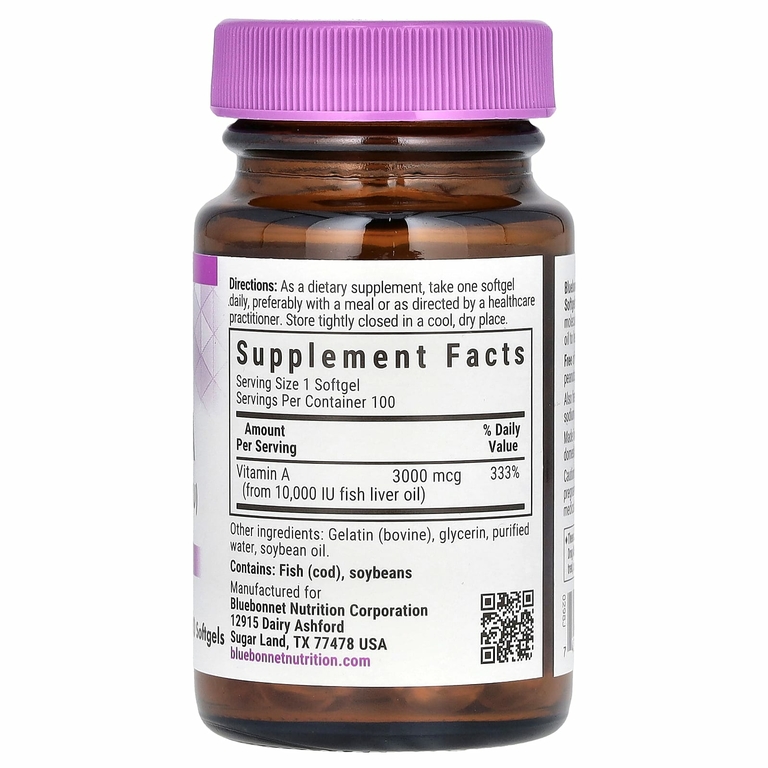 Bluebonnet Nutrition, витамин A, 3000 мкг, 100 капсул