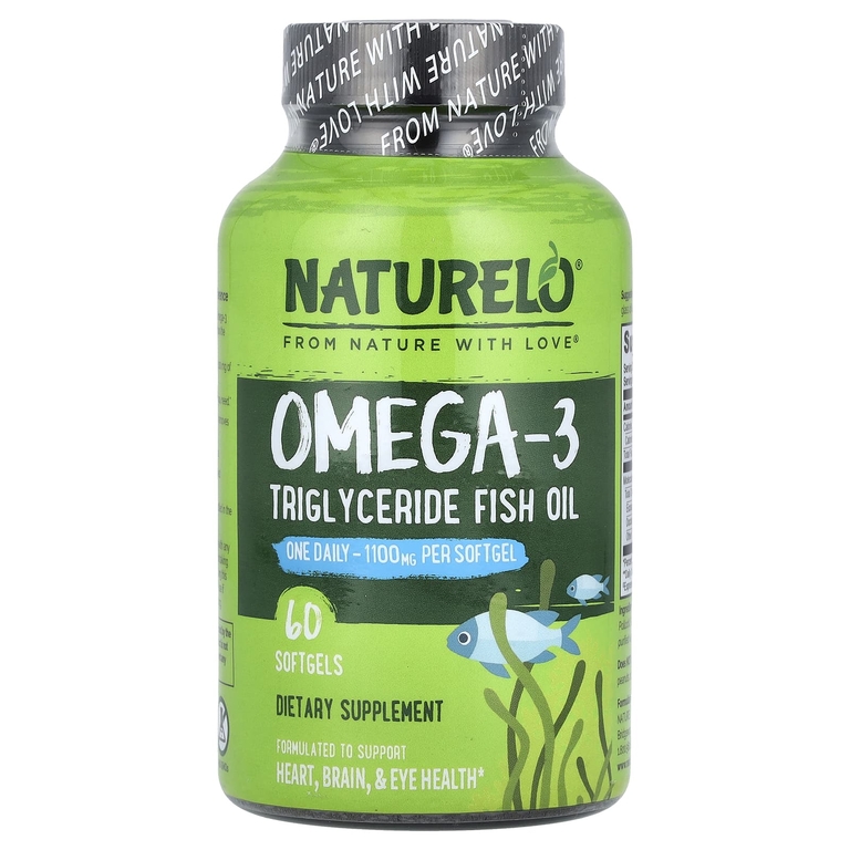 NATURELO, омега-3, рыбий жир в форме триглицеридов, 1100 мг, 60 мягких таблеток