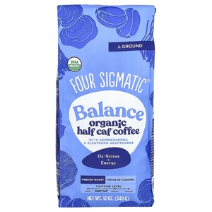 Four Sigmatic, Balance, органический кофе наполовину с адаптогенами ашваганды и элеутерококка, молотый, средней обжарки, 340 г (12 унций)