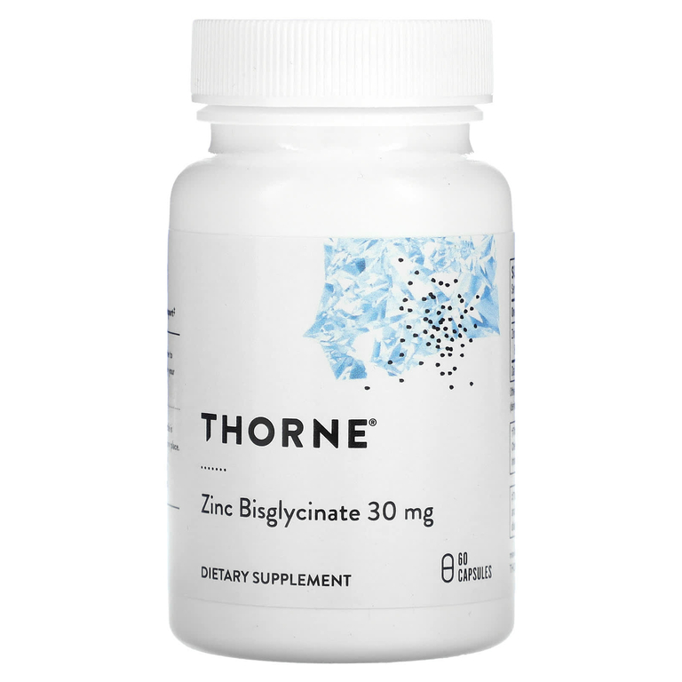Thorne, бисглицинат цинка, 30 мг, 60 капсул