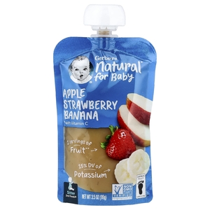 Gerber, Natural for Baby, 2nd Foods, яблоко, клубника и банан, 99 г (3,5 унции)