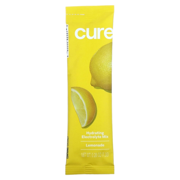 Cure Hydration, увлажняющая смесь электролитов, со вкусом лимонада, 14 пакетиков по 7,3 г (0,26 унции) каждый