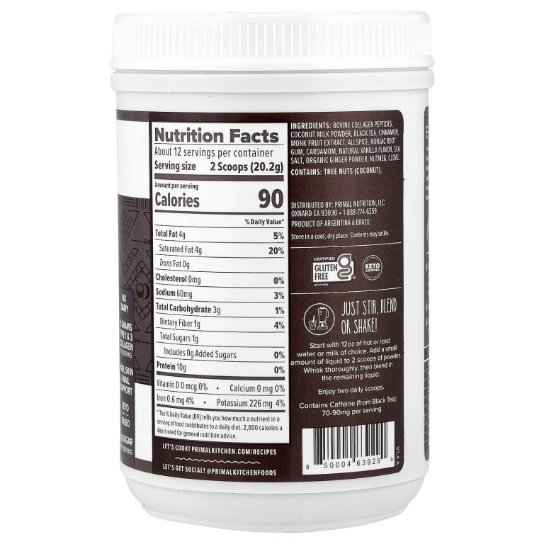 Primal Kitchen, Collagen Keto Latte, Чай с чаем, 8,55 унций (242,4 г) (Товар снят с продажи) 