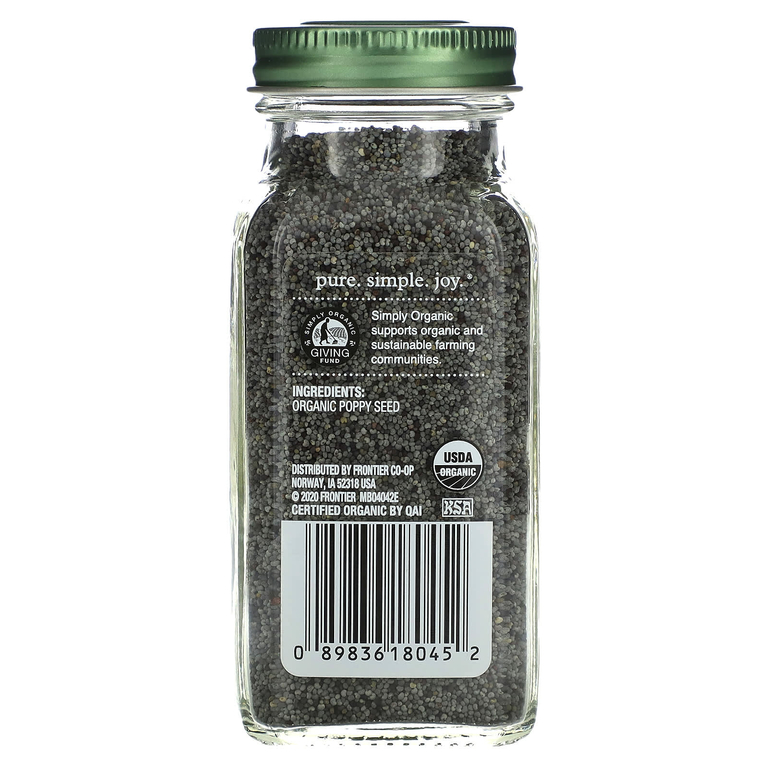 Simply Organic, Мак, 96 г (3,38 унции)