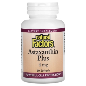 Natural Factors, Astaxanthin Plus, астаксантин, 4 мг, 60 капсул