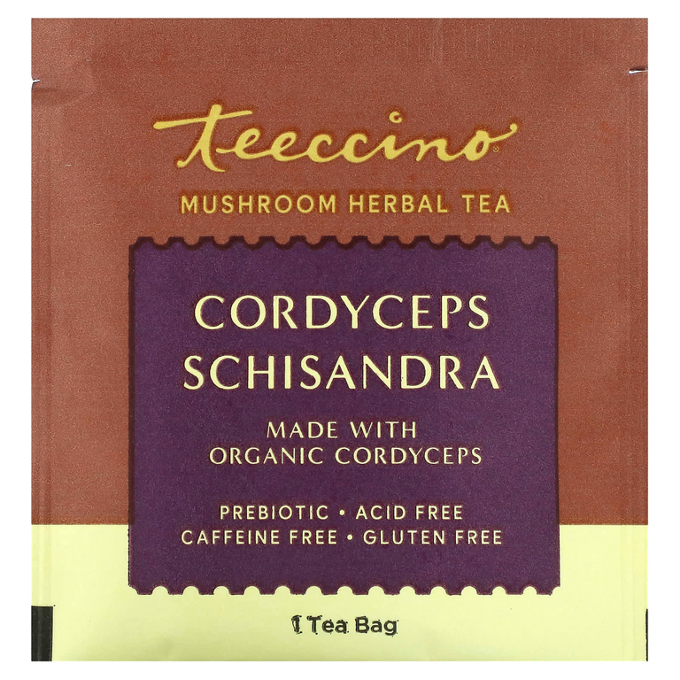 Teeccino, Травяной чай с грибами, кордицепс и лимонник, без кофеина, 10 чайных пакетиков, 60 г (2,12 унции) (Товар снят с продажи) 