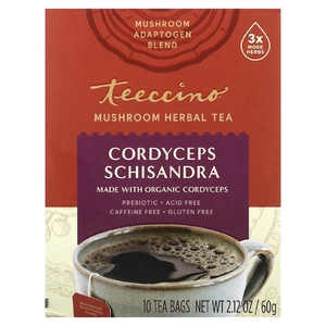 Teeccino, Травяной чай с грибами, кордицепс и лимонник, без кофеина, 10 чайных пакетиков, 60 г (2,12 унции) (Товар снят с продажи) 