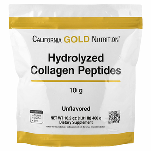 California Gold Nutrition, пептиды гидролизованного коллагена типов I и III, без добавок, 460 г