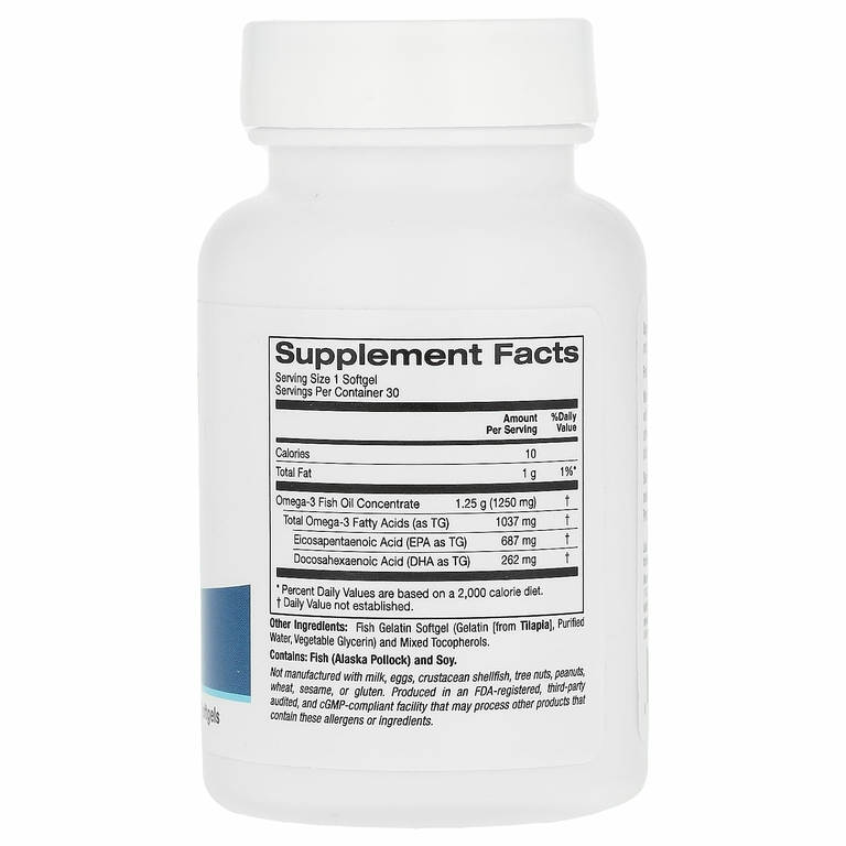 Lake Avenue Nutrition, рыбий жир с омега-3, 1250 мг, 30 капсул из рыбьего желатина