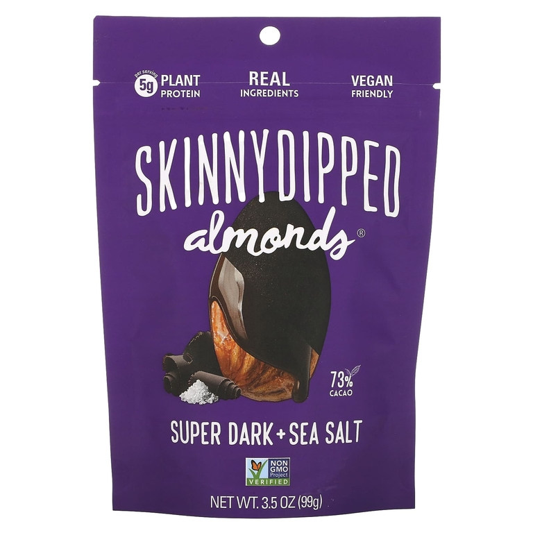 SkinnyDipped, миндаль в глазури, горький шоколад с морской солью, 99 г (3,5 унции)