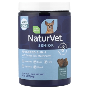 NaturVet, улучшенная формула 5 в 1 с трутовиком разноцветным, для собак, бекон, копченый гикорием, 120 жевательных таблеток, 360 г (12,6 унции)
