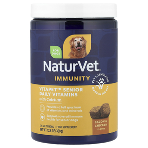 NaturVet, Immunity, VitaPet™, витамины для пожилых людей с кальцием, для собак, бекон и курица, 120 жевательных таблеток, 360 г (12,6 унции)