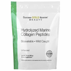 California Gold Nutrition, гидролизованные пептиды морского коллагена, без добавок, 200 г