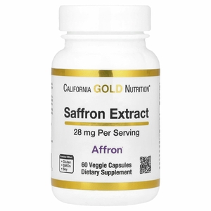 California Gold Nutrition, Экстракт шафрана с Affron®, 28 мг, 60 растительных капсул