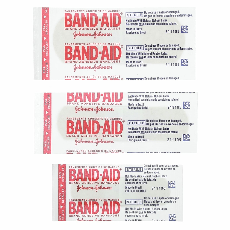 Band Aid, Лейкопластыри, гибкая ткань, разные размеры, 100 бинтов