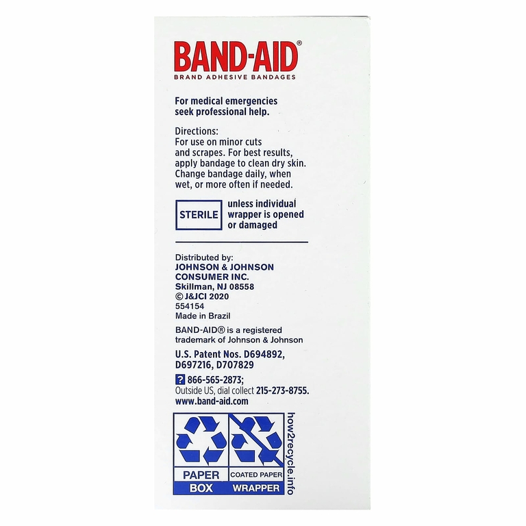Band Aid, Лейкопластыри, гибкая ткань, разные размеры, 100 бинтов