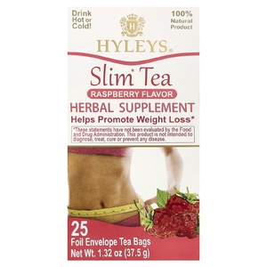 Hyleys Tea, Slim Tea, малина, 25 чайных пакетиков в фольгированных конвертах, 37,5 г (1,32 унции)