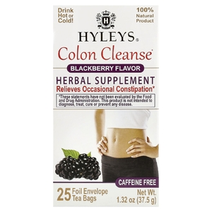 Hyleys Tea, средство для очищения кишечника, ежевика, без кофеина, 25 чайных пакетиков, 37,5 г (1,32 унции)