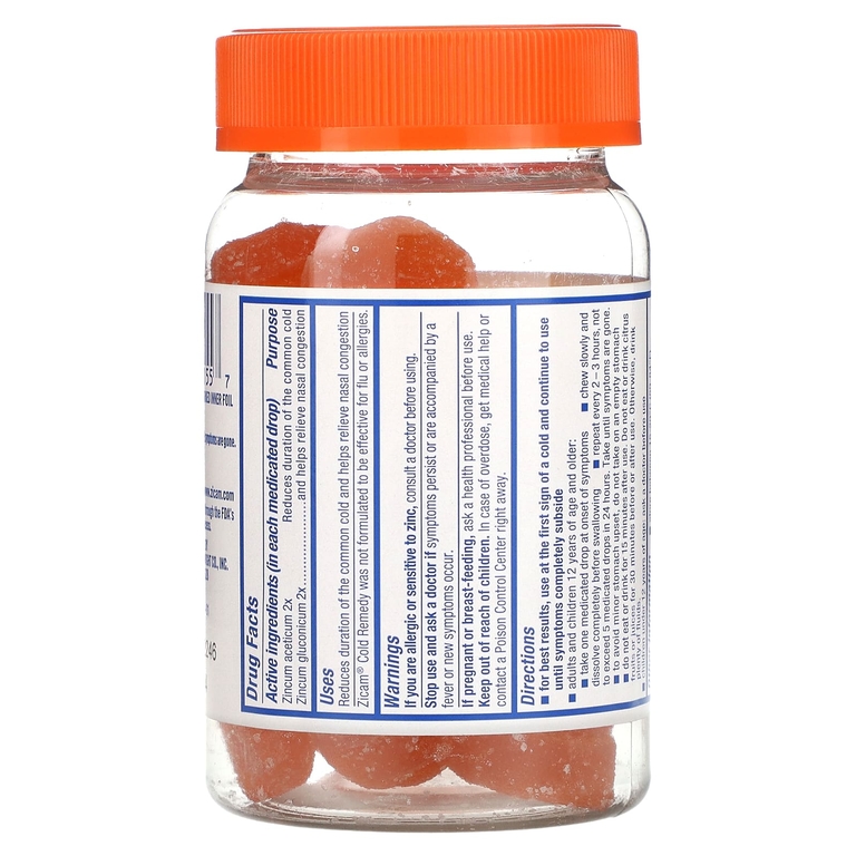 Zicam, средство от простуды, лечебные фруктовые леденцы, апельсин, 25 штук