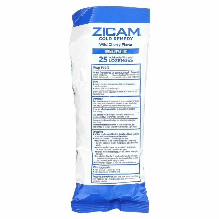 Zicam, Средство от простуды, леденцы, дикая вишня, 25 леденцов в индивидуальной упаковке