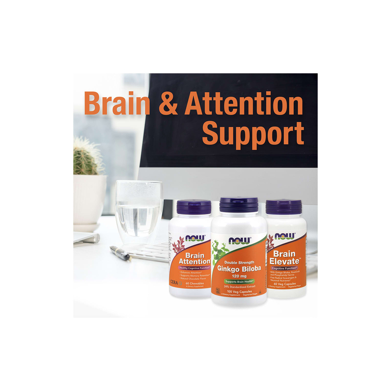 NOW Foods, гинкго билоба, двойная сила, 120 мг, 50 вегетарианских капсул