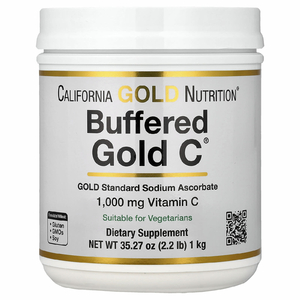 California Gold Nutrition, Buffered Gold C®, некислый витамин C в порошке, аскорбат натрия, 1 кг (2,2 фунта)
