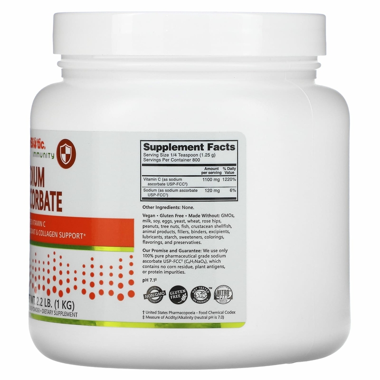 NutriBiotic, Immunity, аскорбат натрия, кристаллический порошок, 1 кг (2,2 фунта)