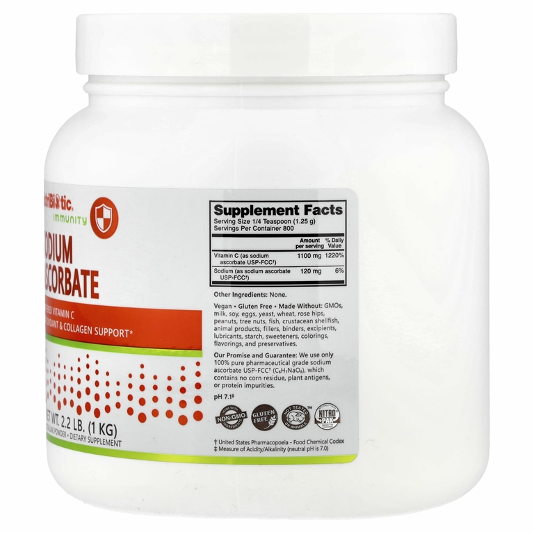 NutriBiotic, Immunity, аскорбат натрия, кристаллический порошок, 1 кг (2,2 фунта)