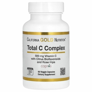 California Gold Nutrition, Total C, комплекс с витамином C и Capros, цитрусовыми биофлавоноидами и шиповником, 500 мг, 60 растительных капсул