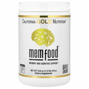 California Gold Nutrition, MEM Food®, добавка для поддержки памяти и когнитивных функций со смесью MEM, L-серином, органическим ежовиком гребенчатым и порошком из сока голубики, 510 г (1,12 фунта)