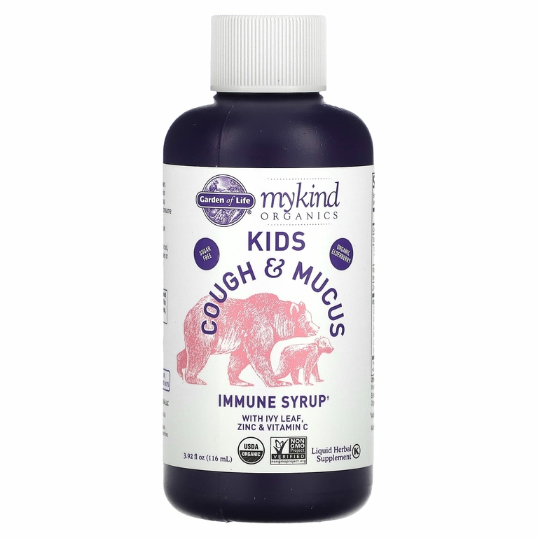 Garden of Life, Mykind Organics, Kids Cough & Mucus, иммунный сироп с листьями плюща, цинком и витамином C, 116 мл (3,92 жидк. Унции)