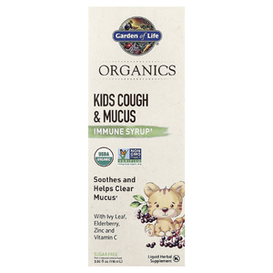 Garden of Life, Organics, детский кашель и слизь, сироп для укрепления иммунитета с листьями плюща, цинком и витамином C, 116 мл (3,92 жидк. унции)